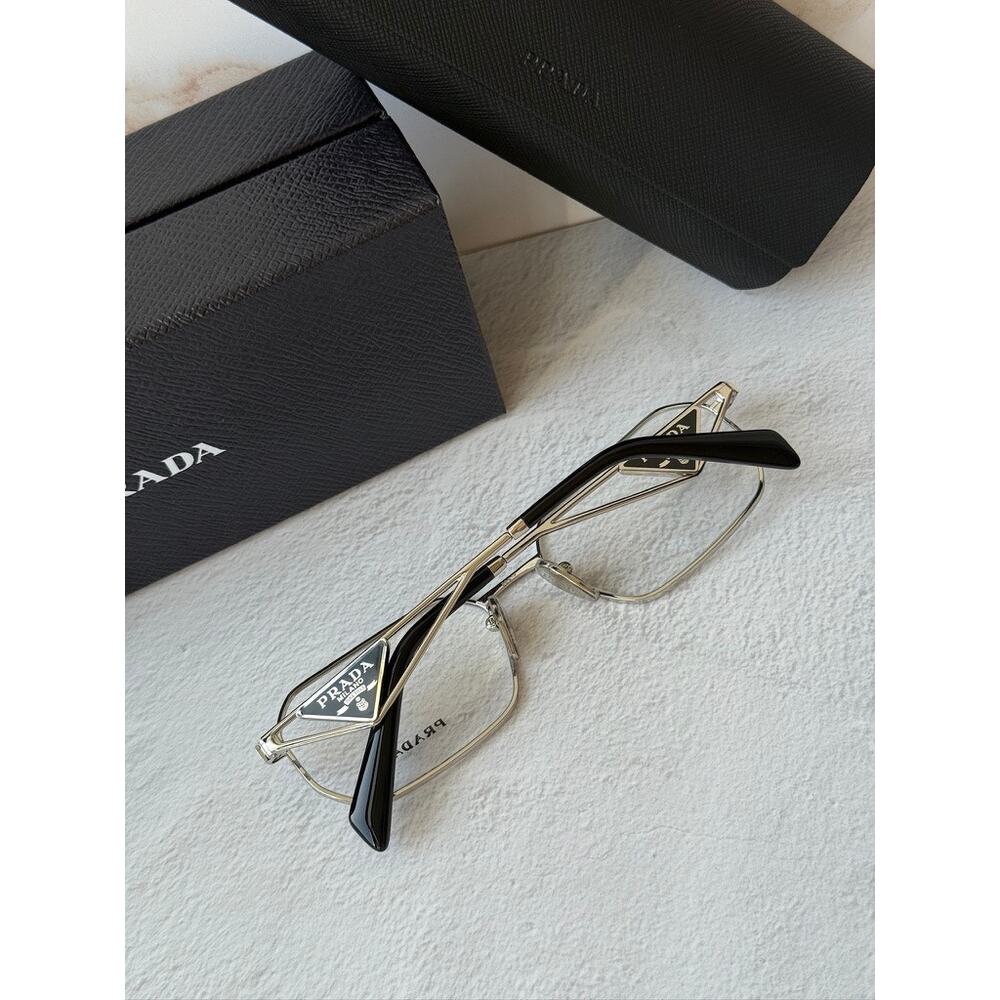 NEW Prada PR A53V Silver Hexagon Unisex Eyeglasses Frames - Picture 3 of 8